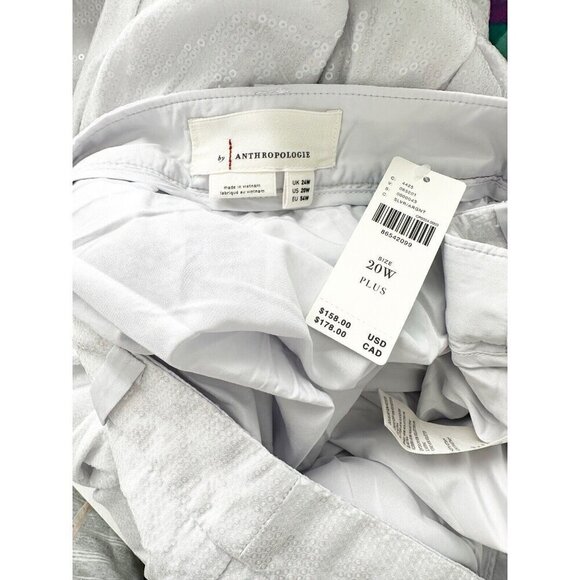 NWT Anthropologie Avery Pleated Maxi Skirt Sequin 20W Silver Party Cockail - Picture 9 of 10